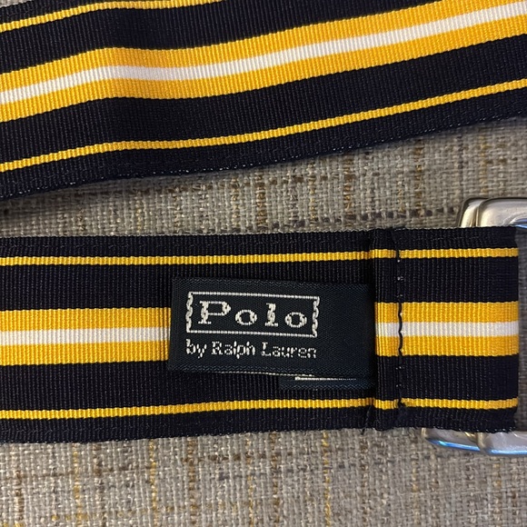 Polo Ralph Lauren Other - Vintage Polo Ralph Lauren belt, yellow/navy/ white, D shaped loops, 44” long